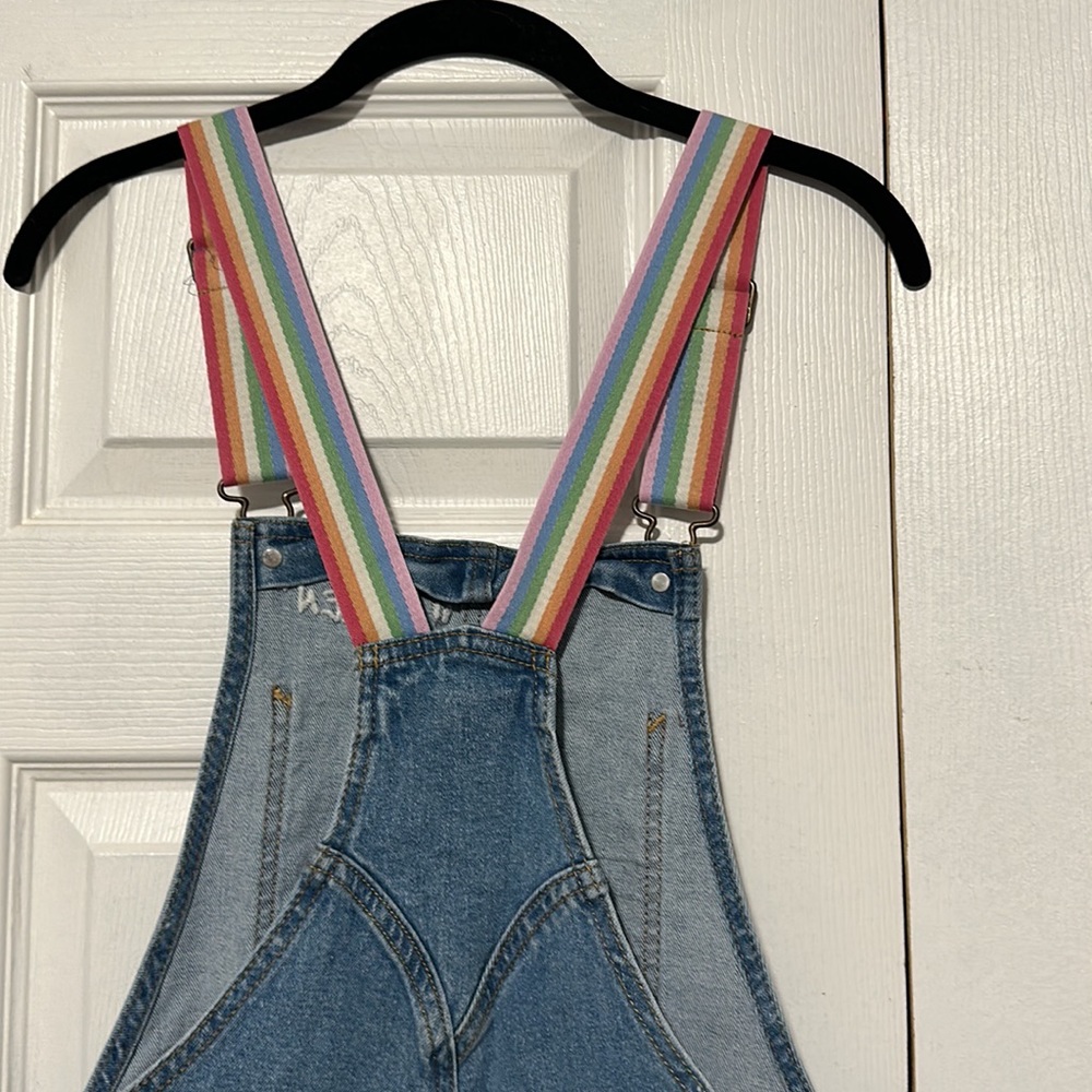 Pastel Rainbow Denim Oversized "Queen" Over-Alls - Picture 8 of 13